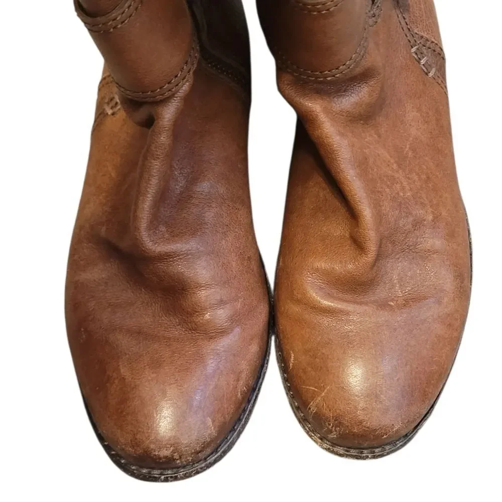 Frye Anna Gore Tall 74653 Women's Brown Leather Zipper Casual Dress Boots 6